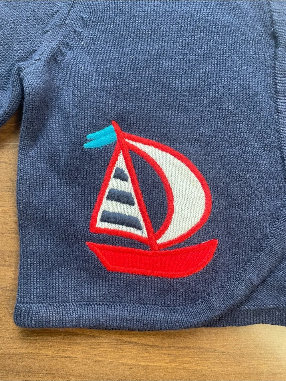 Gymboree Navy Cardigan with Red Sailboat Applique